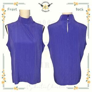 Vtg SG Sport Collection Womens Top Sz M Purple Sleeveless Keyhole Back Blouse
